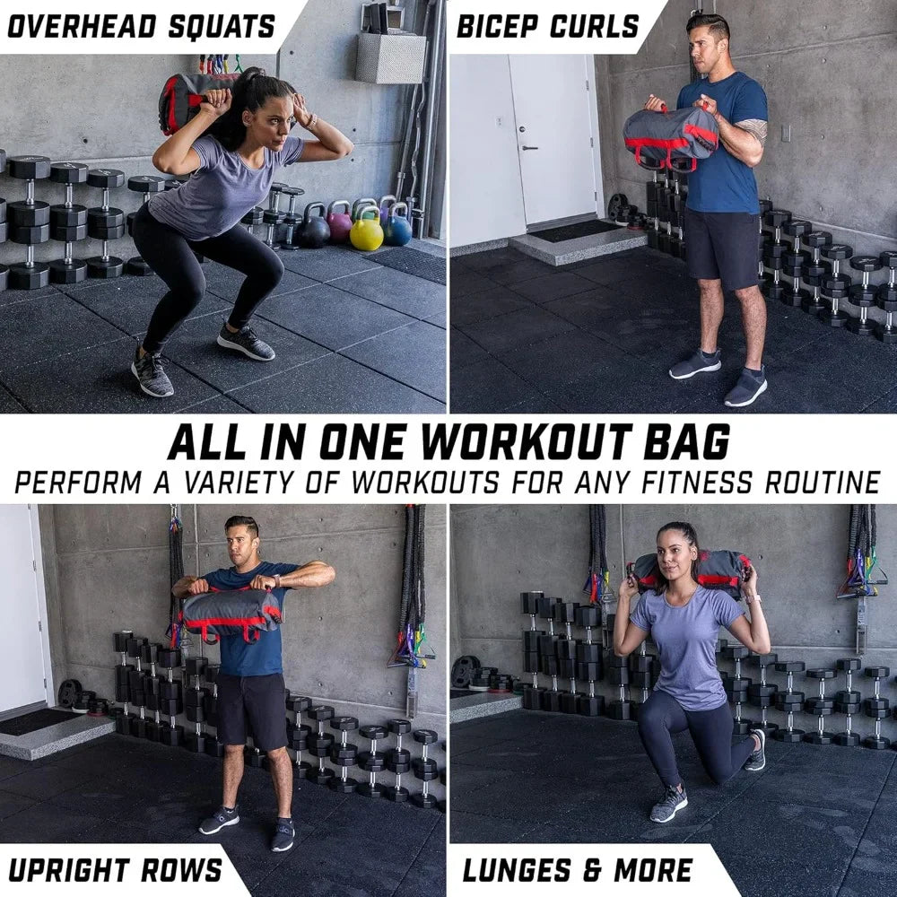 Fitness Weight Bag Workout Sandbag Training Aid - Maximum 40 lbs, Fitness Exercises for All Skill Levels - Simply Fill with Sand