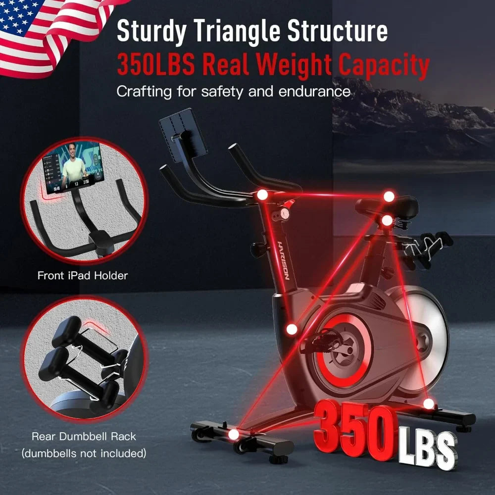 Magnetic/Brake Pad Exercise Dynamic Bike with Bluetooth, Stationary Bikes for Home with Tablet Holder & Comfortable Seat Cushion