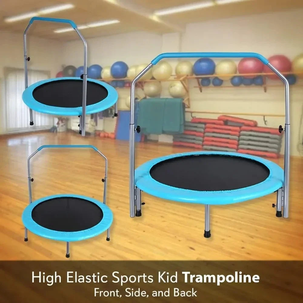 Portable & Foldable Trampoline - 40" in-Home Mini Rebounder with Adjustable Handrail, Fitness Body Exercise