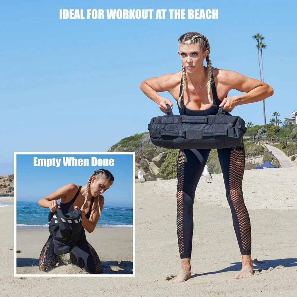 Sports Workout Sandbag for Versatile,Intensive Core Muscles Fitness,Strength Training with Strategic Handle Placement (Unfilled)