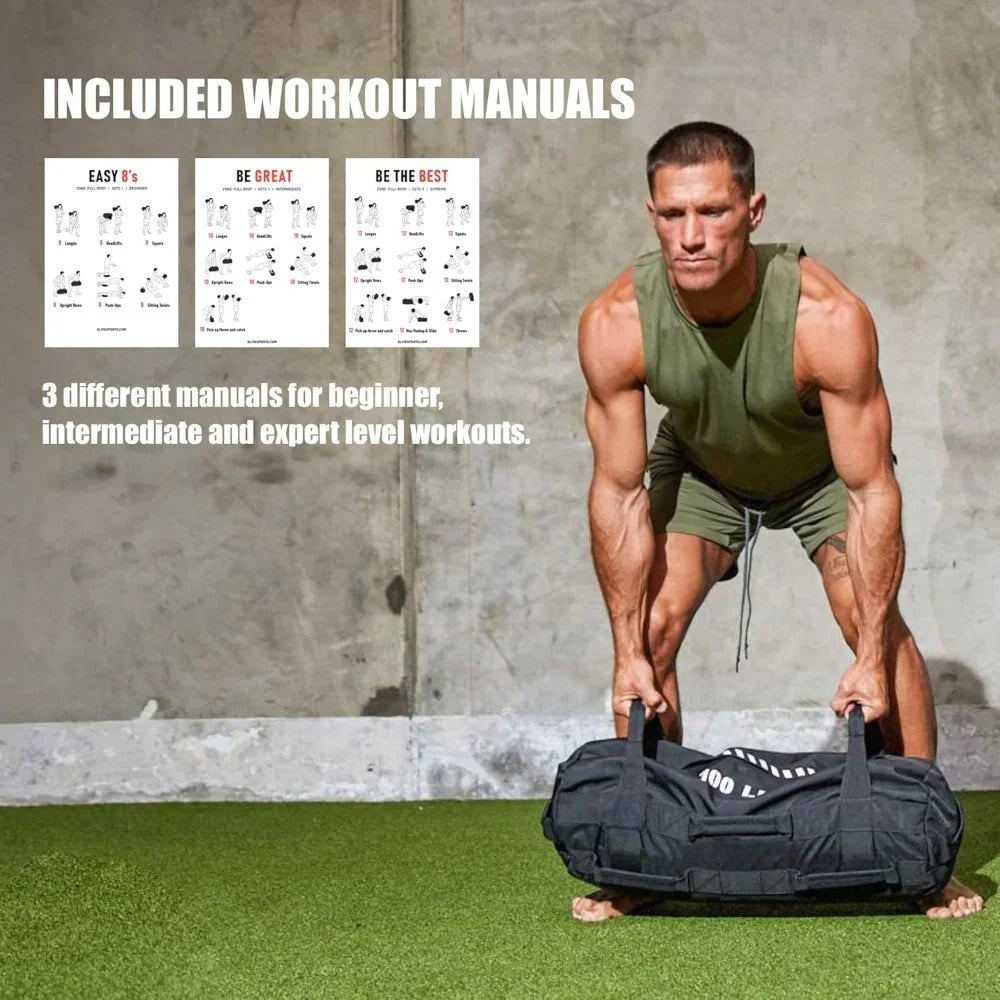 Sports Workout Sandbag for Versatile,Intensive Core Muscles Fitness,Strength Training with Strategic Handle Placement (Unfilled)