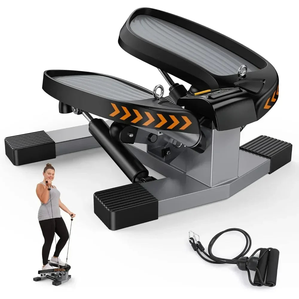 Stair Stepper,  for Exercises-Twist Stepper with Resistance Bands and 330lbs Weight Capacity, Black, Lose Weight and Get Fit