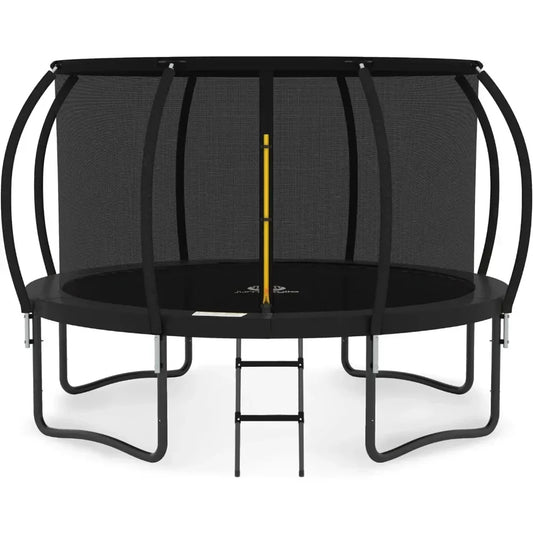 Trampoline with Enclosure - Recreational Trampolines 10FT  with Ladder and AntiRust Coating, Outdoor Trampoline for Kids