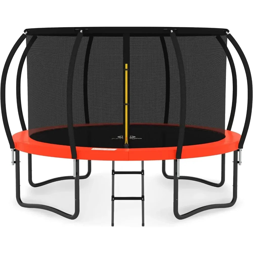 Trampoline with Enclosure - Recreational Trampolines 10FT  with Ladder and AntiRust Coating, Outdoor Trampoline for Kids