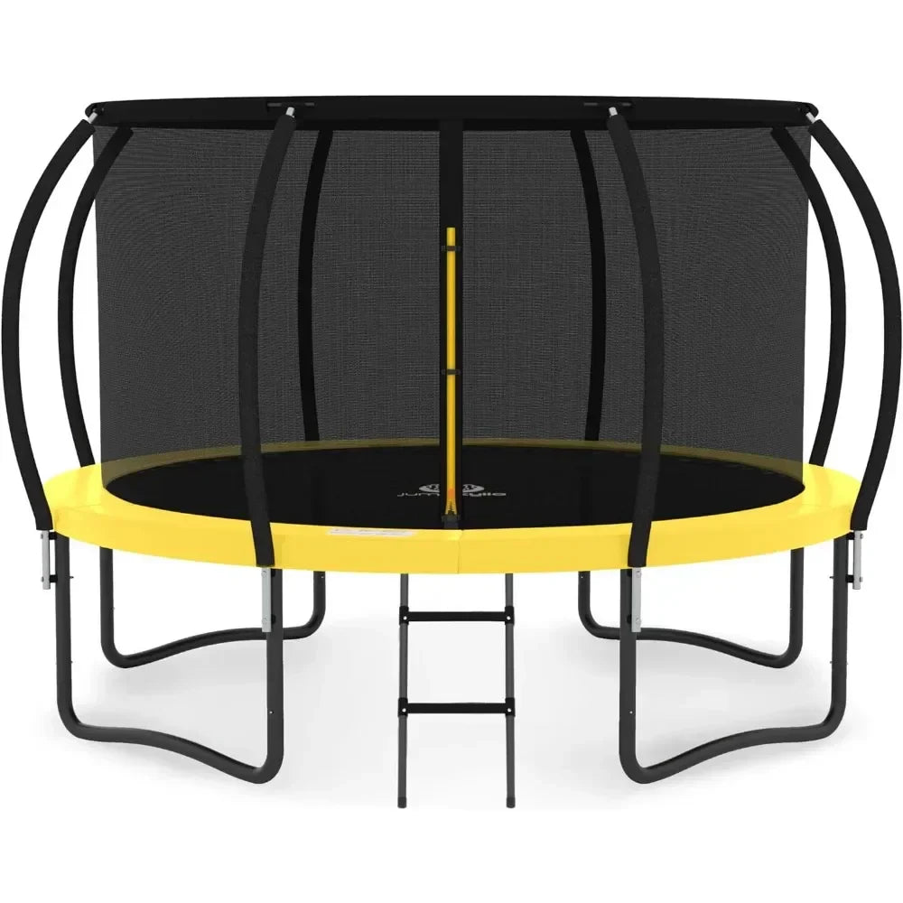 Trampoline with Enclosure - Recreational Trampolines 10FT  with Ladder and AntiRust Coating, Outdoor Trampoline for Kids