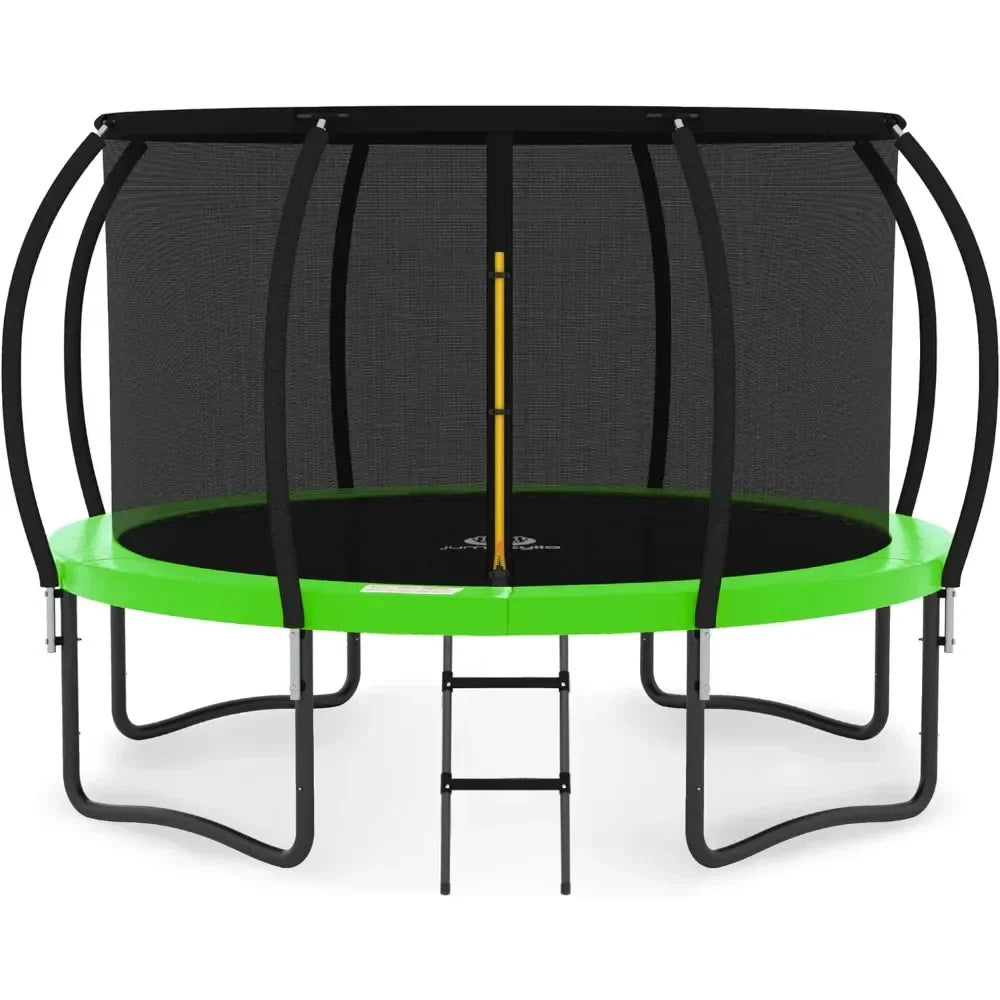 Trampoline with Enclosure - Recreational Trampolines 10FT  with Ladder and AntiRust Coating, Outdoor Trampoline for Kids