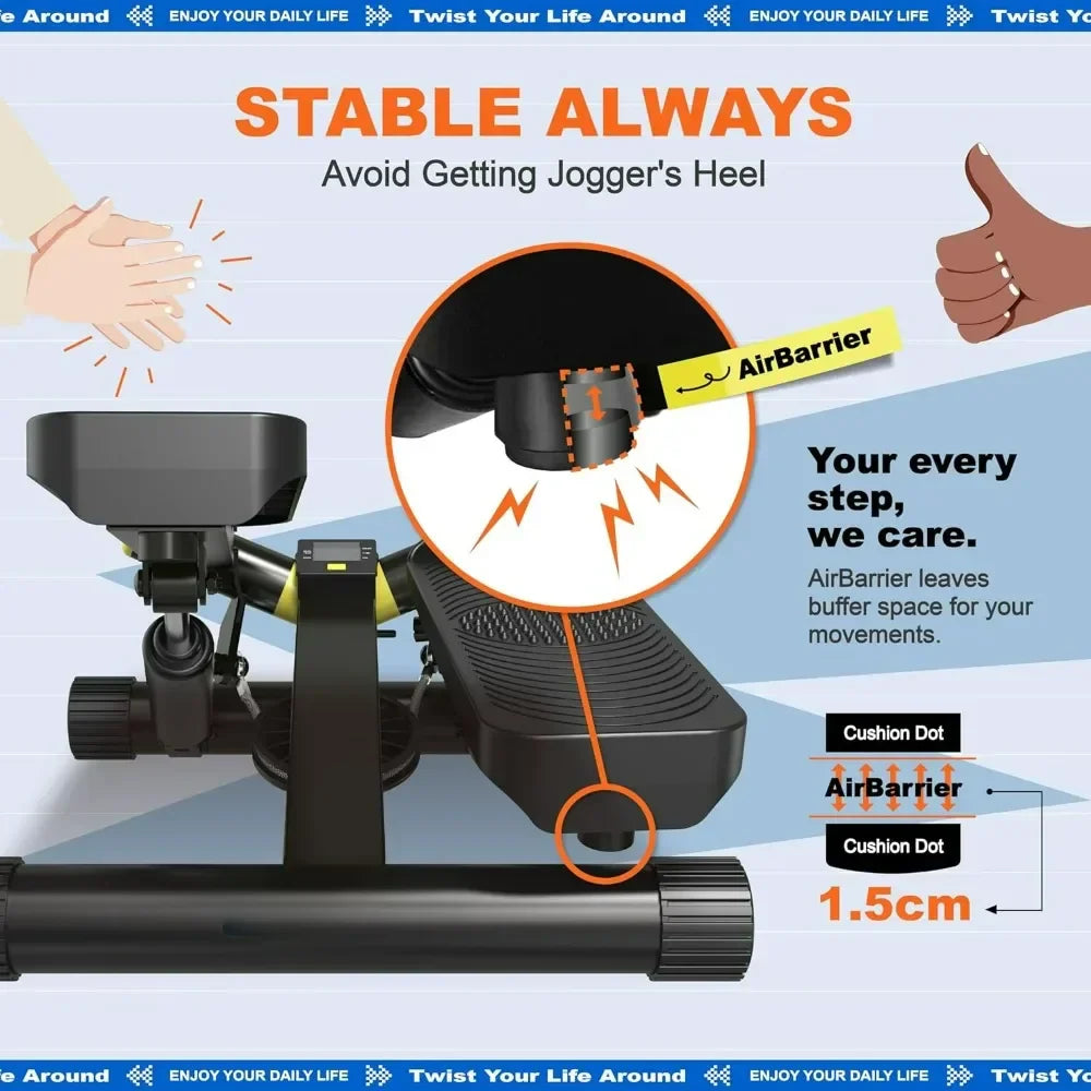 Twist Stepper with Resistance Bands and Booty Bands, 330LBS Stepper Machine with Capacity, Mini Stepper for Full Body Workout