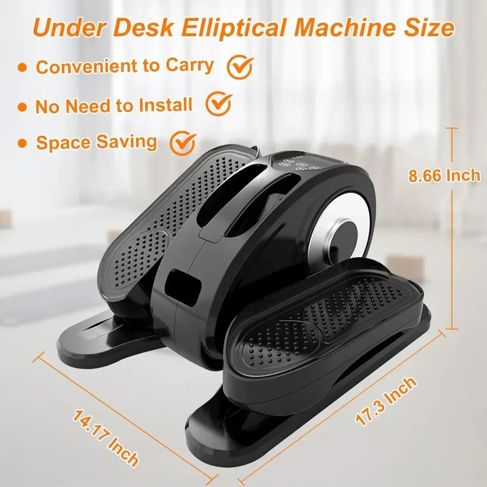 Under Desk Elliptical Machine, Portable Ellipse Leg Exerciser Machine with Remote Control, Display Monitor, Manual Mode Stepper