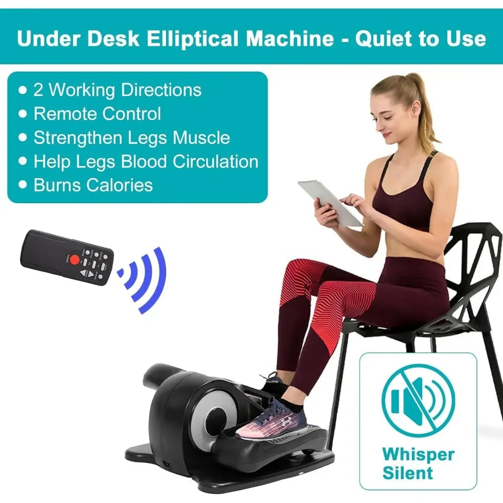 Under Desk Elliptical Machine, Portable Ellipse Leg Exerciser Machine with Remote Control, Display Monitor, Manual Mode Stepper