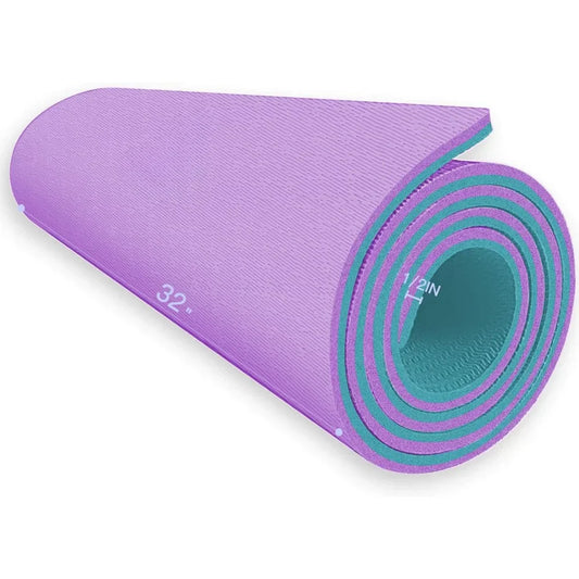 Yoga Extra Thick TPE Yoga Mat - 72"x 32" Thickness 1/2 Inch with High Density Anti-Tear Exercise Bolster for Home Gym Yoga