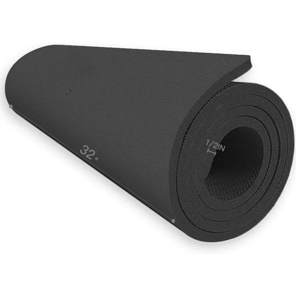 Yoga Extra Thick TPE Yoga Mat - 72"x 32" Thickness 1/2 Inch with High Density Anti-Tear Exercise Bolster for Home Gym Yoga