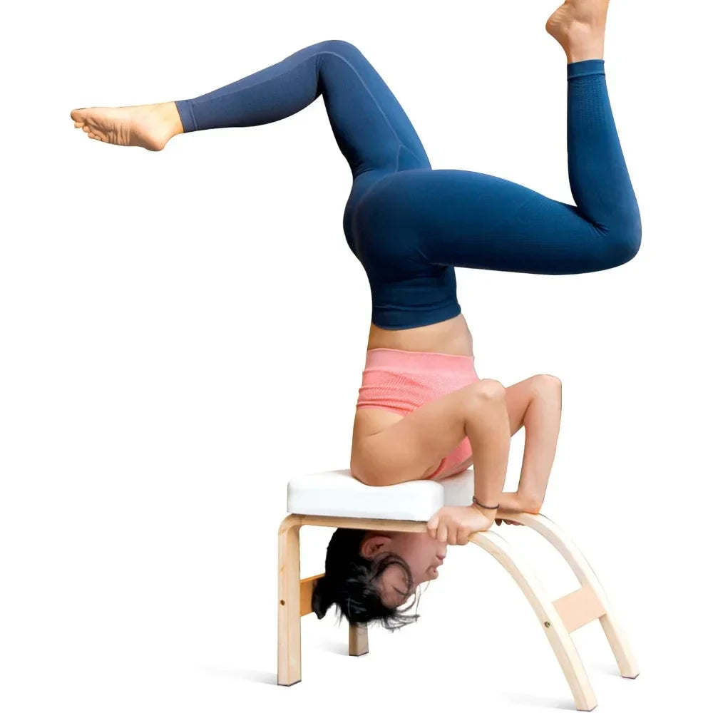 Yoga Inversion Bench Headstand Prop Upside Down Chair for Balance Training Core Strength Building Backbends Yoga Practice Chair