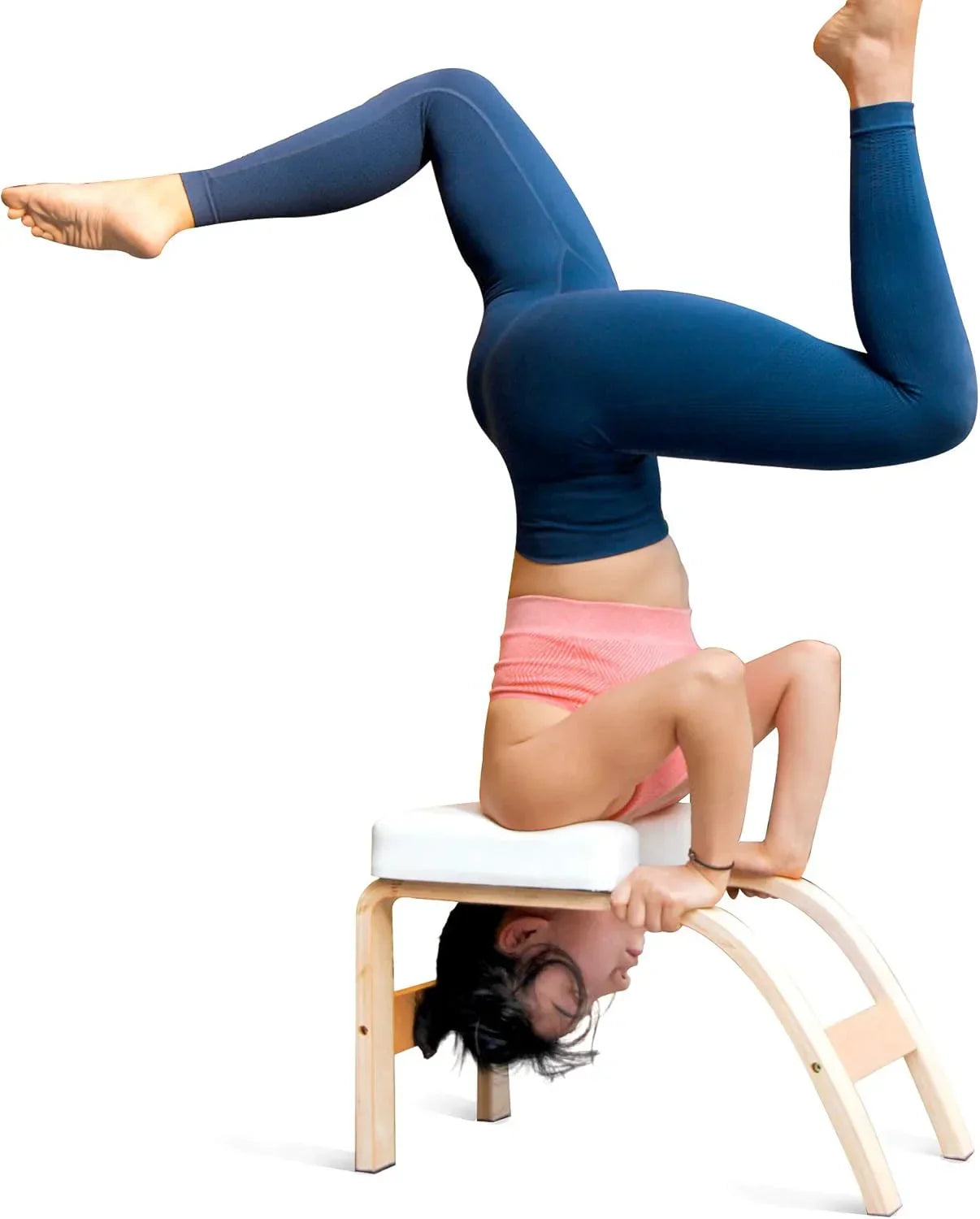 Yoga Inversion Bench Headstand Prop Upside Down Chair for Balance Training Core Strength Building Backbends Yoga Practice Chair