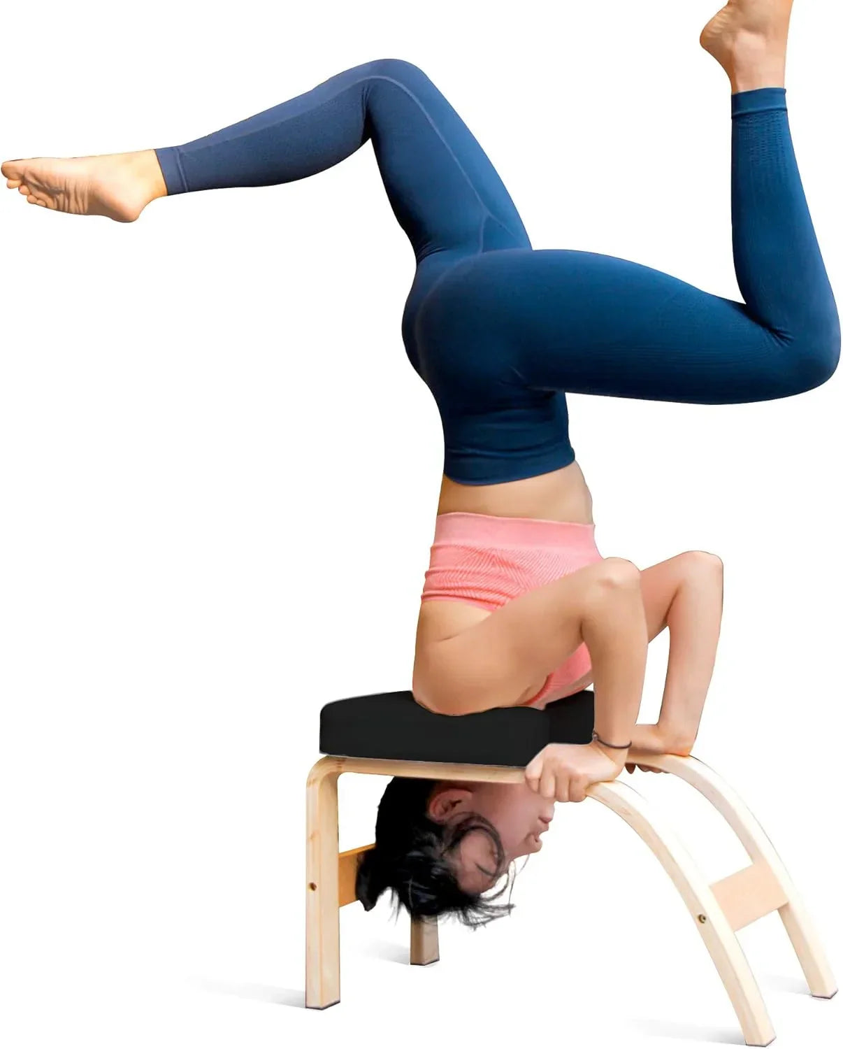 Yoga Inversion Bench Headstand Prop Upside Down Chair for Balance Training Core Strength Building Backbends Yoga Practice Chair