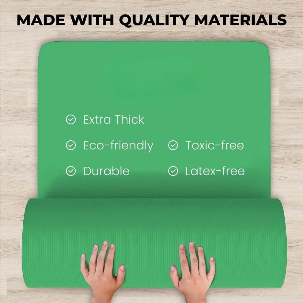 Yoga Mat Thick, Yogas Set for Home Workouts,1/2 Inch Thick Mat for Women, Men, Non Slip Yogas Mat with Yoga Foam Blocks, Yoga