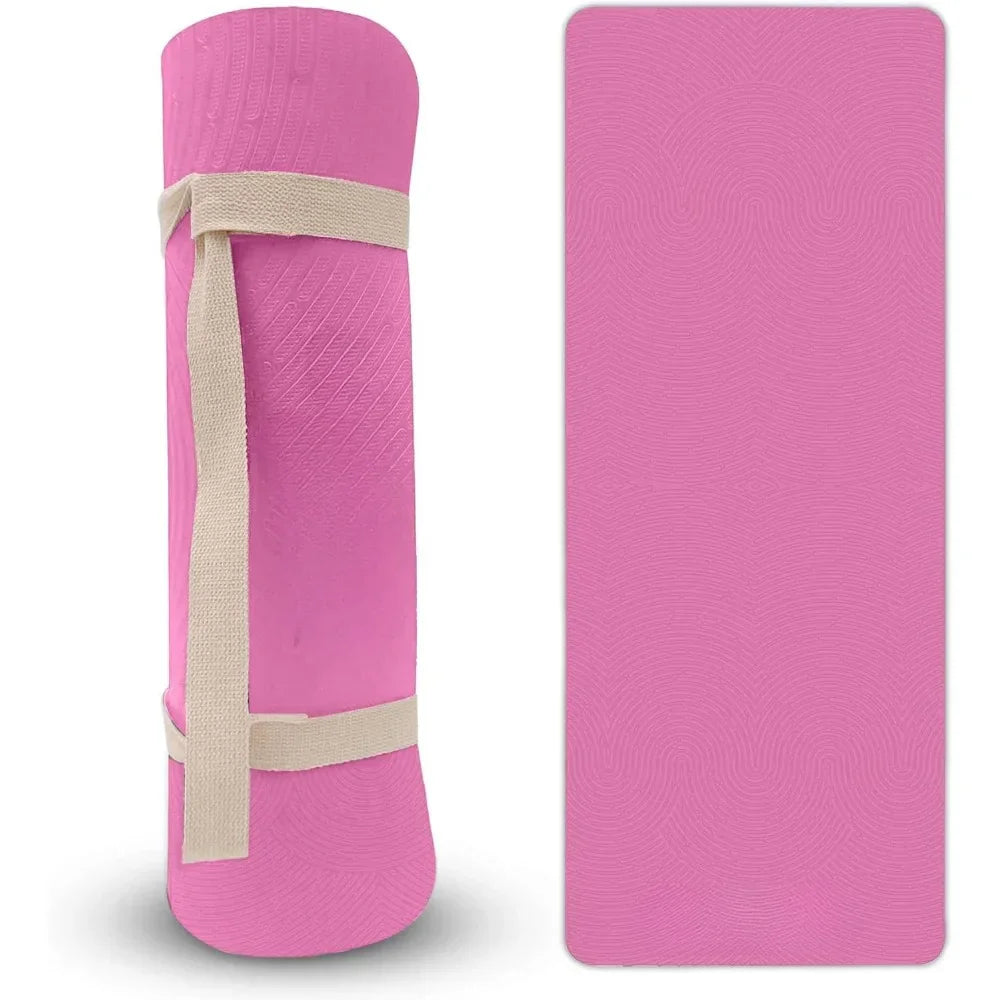 Yoga Mat with Strap Thick Yoga Mat, Non-Skid Dual Surface Workout Mat, Eco-Friendly POE Yoga, Mats for Women Men Kids Yoga