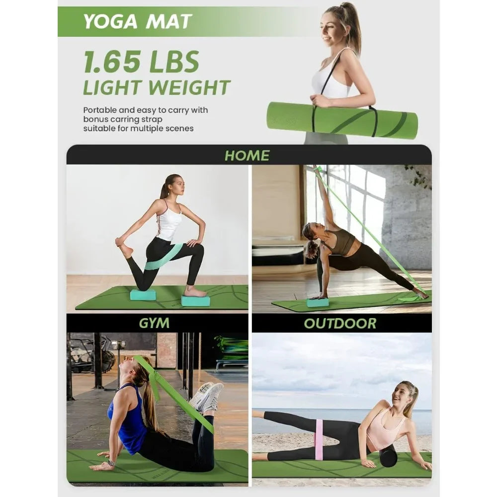 Yoga Starter Kit 12 in 1 Set Include Yoga Mat, Foam Roller, 4 Resistance Bands, Yoga Blocks 2 Pack, 2 Peanut Massage Balls